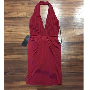 Deep  V Halter Dress Bebe